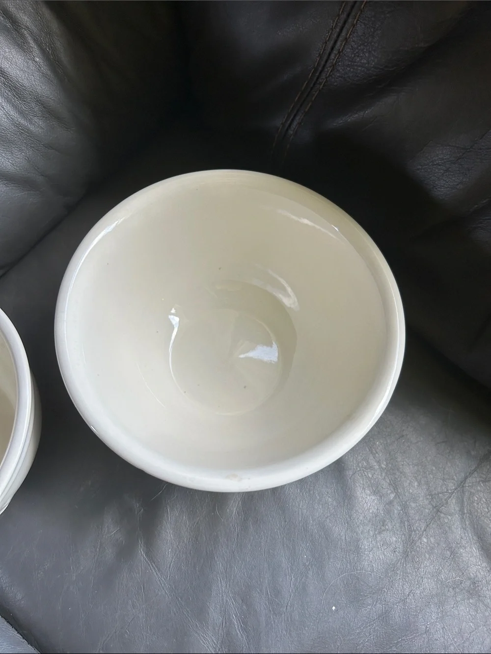 Cream Ceramic Nesting Mixing Bowls with Blue Accent - Set of 3